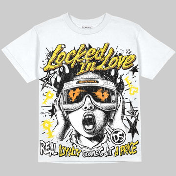 Jordan 4 Tour Yellow DopeSkill Oversize Print T-Shirt Locked in Love Graphic Streetwear - White
