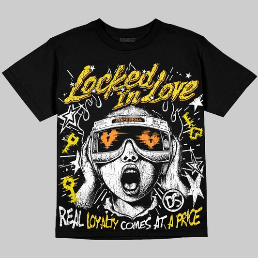 Jordan 4 Tour Yellow DopeSkill Oversize Print T-Shirt Locked in Love Graphic Streetwear - Black