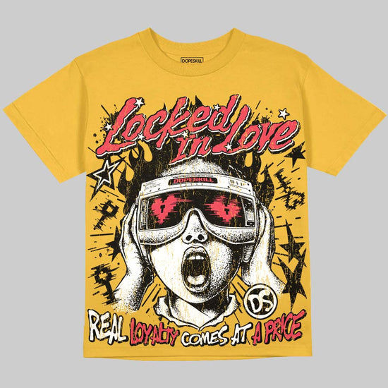 Jordan 4 Tour Yellow DopeSkill Oversize Print T-Shirt Locked in Love Graphic Streetwear - Mustard 