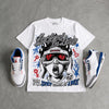 True Blue 3s DopeSkill Oversize Print T-Shirt Locked in Love Graphic