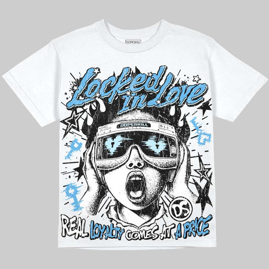 Jordan 11 University Blue DopeSkill Oversize Print T-Shirt Locked in Love Graphic Streetwear - White
