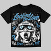 Jordan 11 University Blue DopeSkill Oversize Print T-Shirt Locked in Love Graphic Streetwear - Black