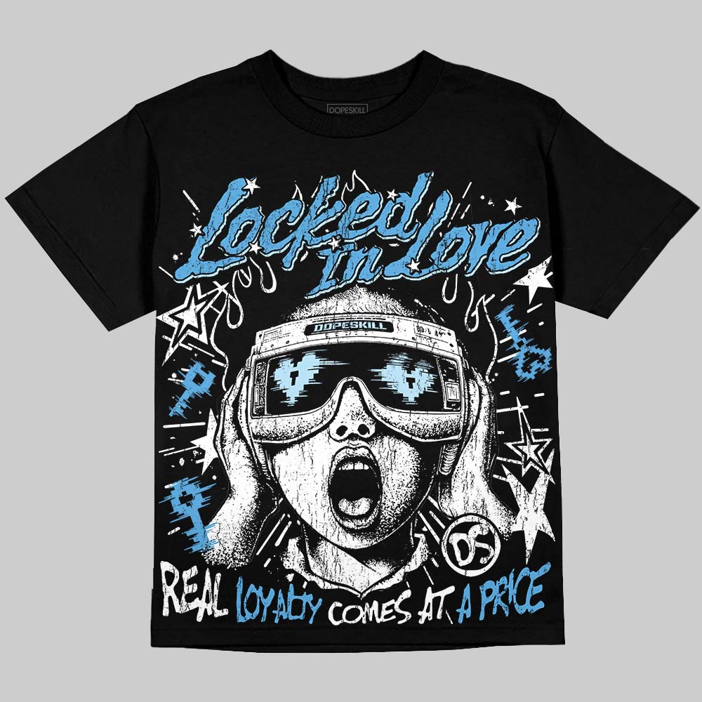Jordan 11 University Blue DopeSkill Oversize Print T-Shirt Locked in Love Graphic Streetwear - Black