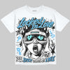 Jordan 14 Black and University Blue DopeSkill Oversize Print T-Shirt Locked in Love Graphic Streetwear - White