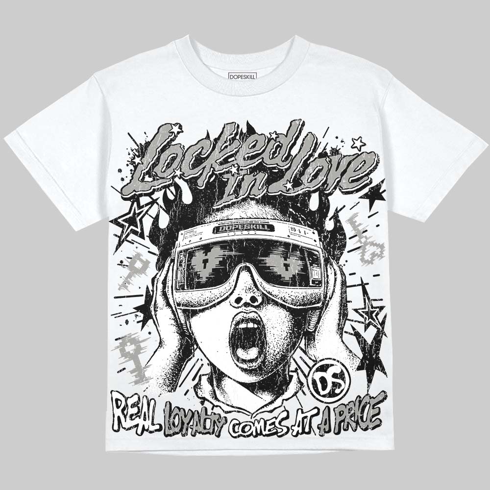 Jordan 5 White Metallic DopeSkill Oversize Print T-Shirt Locked in Love Graphic Streetwear - White