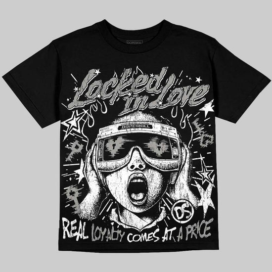 Jordan 5 White Metallic DopeSkill Oversize Print T-Shirt Locked in Love Graphic Streetwear  Black