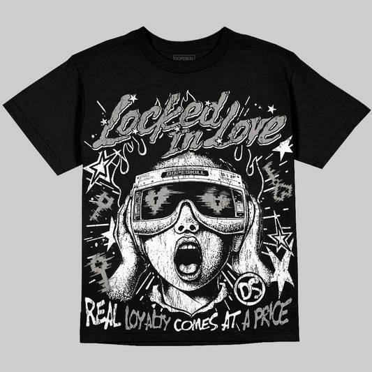 Jordan 5 White Metallic DopeSkill Oversize Print T-Shirt Locked in Love Graphic Streetwear  Black