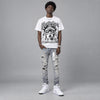 White Metallic 5s DopeSkill Oversize Print T-Shirt Locked in Love Graphic