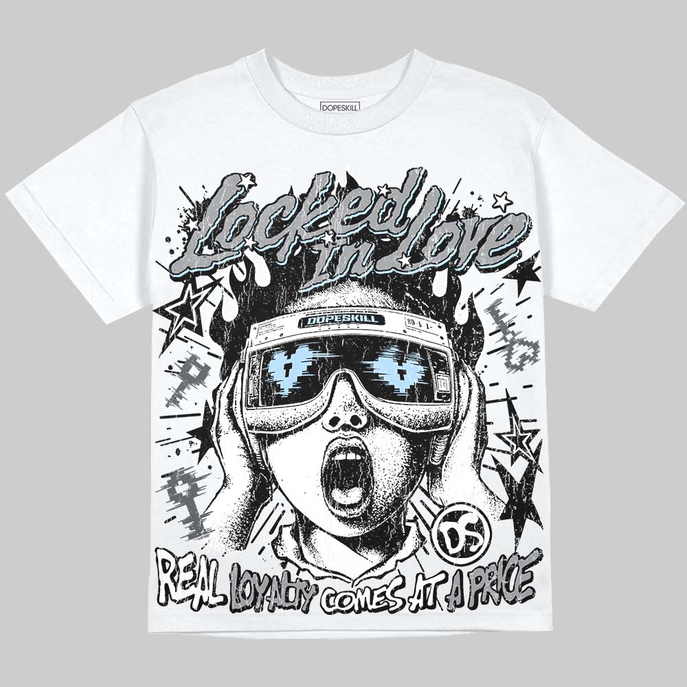 Jordan 5 Wolf Grey DopeSkill Oversize Print T-Shirt Locked in Love Graphic Streetwear - White