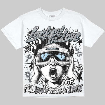 Jordan 5 Wolf Grey DopeSkill Oversize Print T-Shirt Locked in Love Graphic Streetwear - White