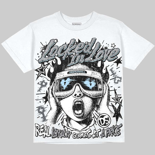 Jordan 5 Wolf Grey DopeSkill Oversize Print T-Shirt Locked in Love Graphic Streetwear - White