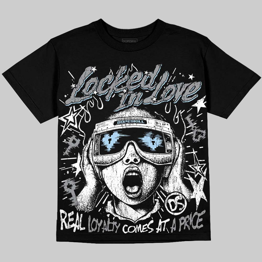 Jordan 5 Wolf Grey DopeSkill Oversize Print T-Shirt Locked in Love Graphic Streetwear - Black