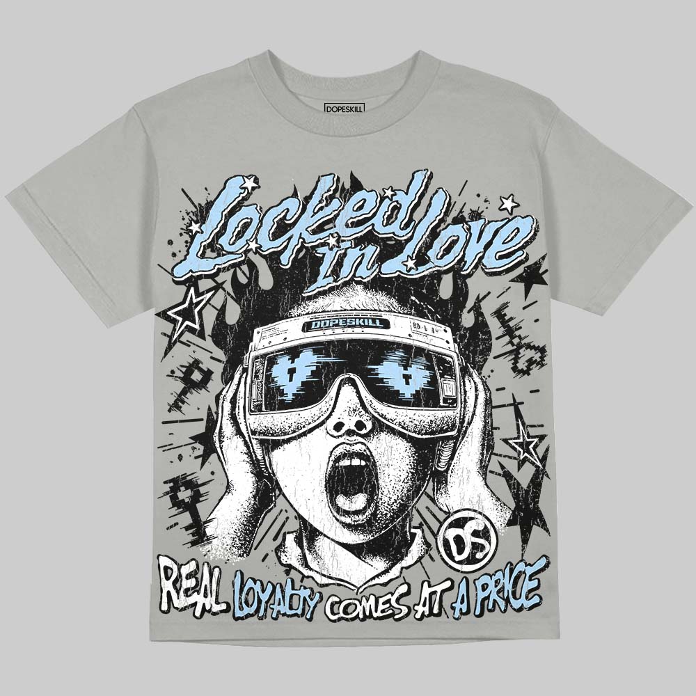 Jordan 5 Wolf Grey DopeSkill Oversize Print T-Shirt Locked in Love Graphic Streetwear - Grey