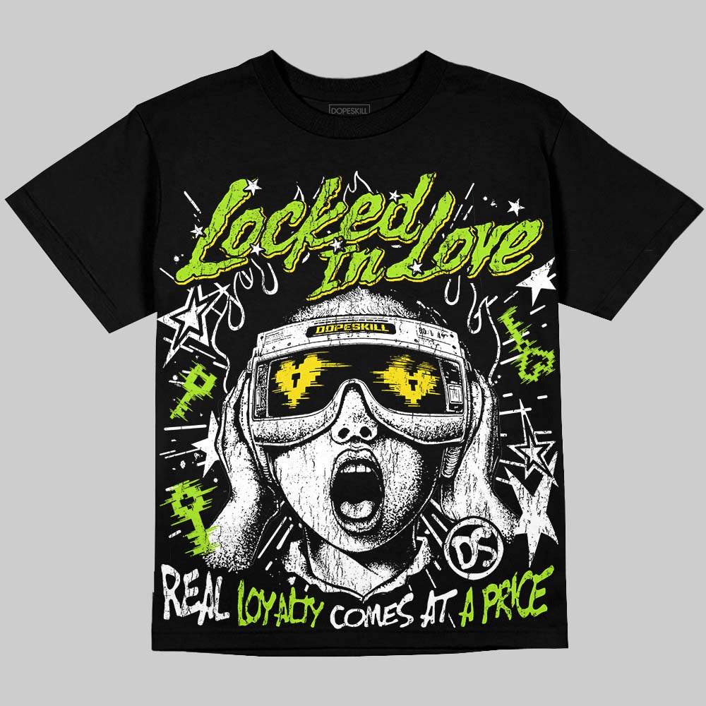 Max 95 Big Bubble Neon Yellow DopeSkill Oversize Print T-Shirt Locked in Love Graphic Streetwear - Black