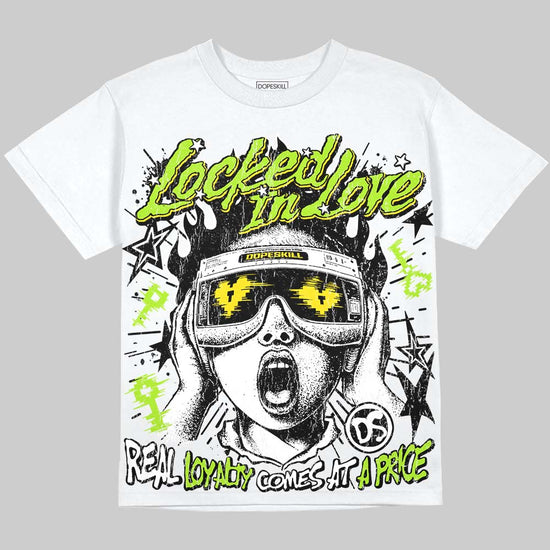  Max 95 Big Bubble Neon Yellow DopeSkill Oversize Print T-Shirt Locked in Love Graphic Streetwear - White