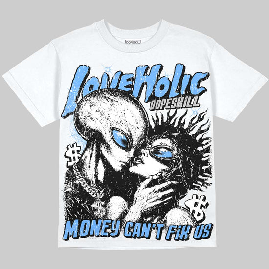 Jordan 5 Black University Blue DopeSkill Oversize Print T-Shirt Love Holic Graphic Streetwear - White