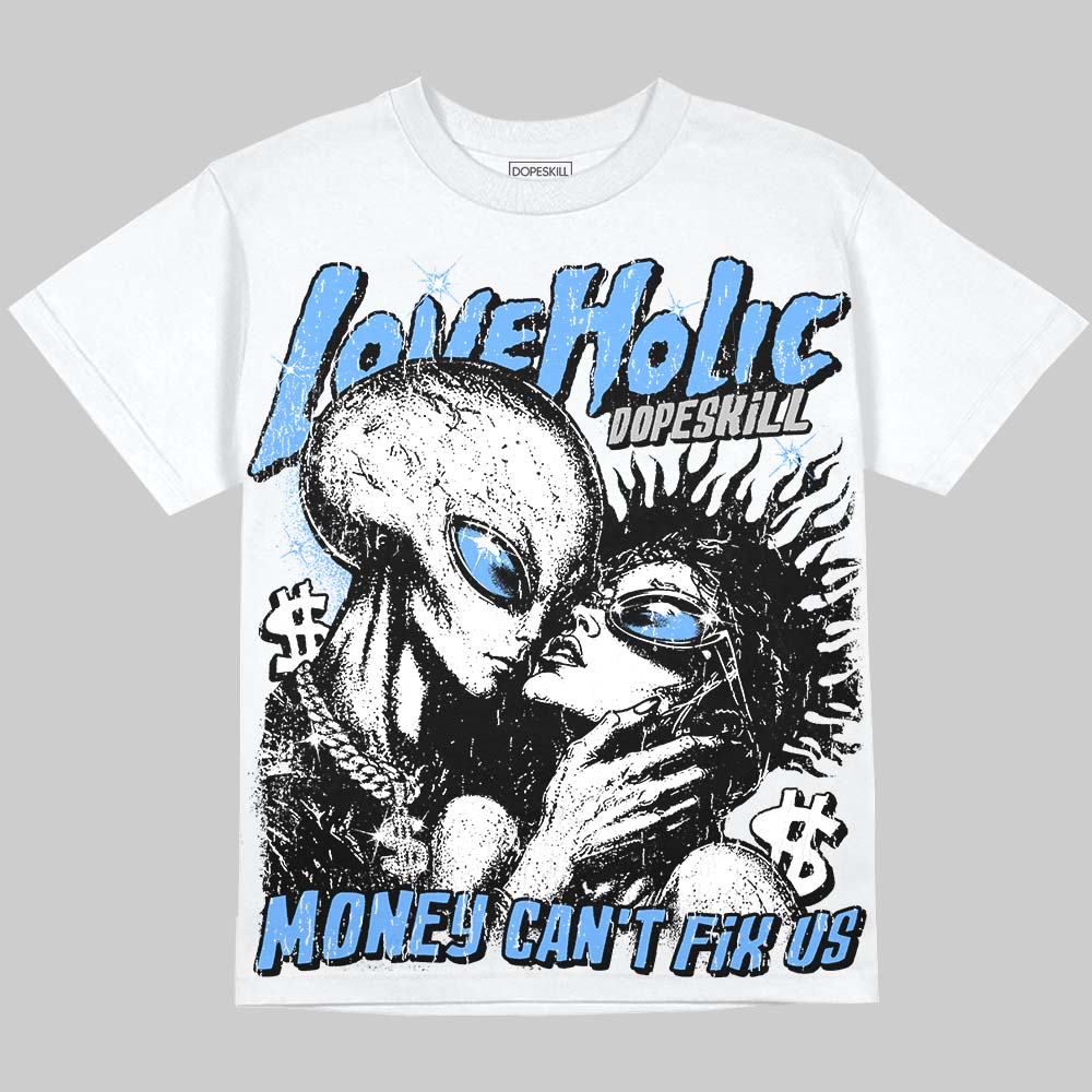 Jordan 5 Black University Blue DopeSkill Oversize Print T-Shirt Love Holic Graphic Streetwear - White