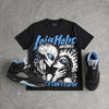 Black University Blue 5s DopeSkill Oversize Print T-Shirt Love Holic Graphic