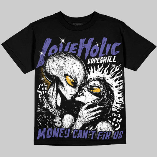 Jordan 4 Lakers DopeSkill Oversize Print T-Shirt Love Holic Graphic Streetwear - Black