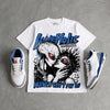 True Blue 3s DopeSkill Oversize Print T-Shirt Love Holic Graphic