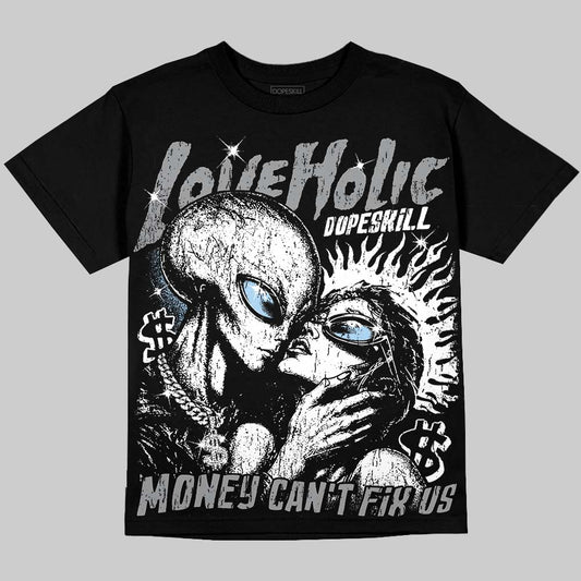 Jordan 5 Wolf Grey DopeSkill Oversize Print T-Shirt Love Holic Graphic Streetwear - Black