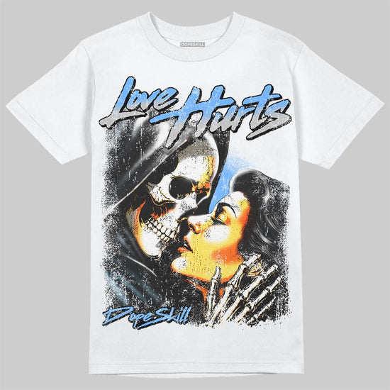 Jordan 5 Black University Blue DopeSkill T-Shirt Love Hurts Graphic Streetwear - White