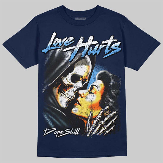 Jordan 13 Flint DopeSkill T-Shirt Love Hurts Graphic Streetwear - Navy