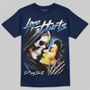 Jordan 13 Flint DopeSkill T-Shirt Love Hurts Graphic Streetwear - Navy