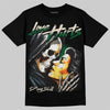 Jordan 14 Forest Green DopeSkill T-Shirt Love Hurts Graphic Streetwear - Black