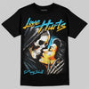 Jordan 11 Gamma Blue DopeSkill T-Shirt Love Hurts Graphic Streetwear - Black
