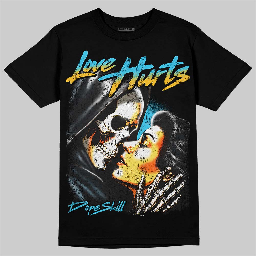 Jordan 11 Gamma Blue DopeSkill T-Shirt Love Hurts Graphic Streetwear - Black