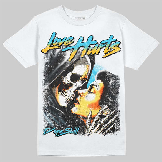 Jordan 11 Gamma Blue DopeSkill T-Shirt Love Hurts Graphic Streetwear - White