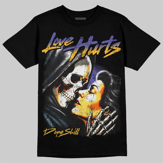 Jordan 4 Lakers DopeSkill T-Shirt Love Hurts Graphic Streetwear - Black