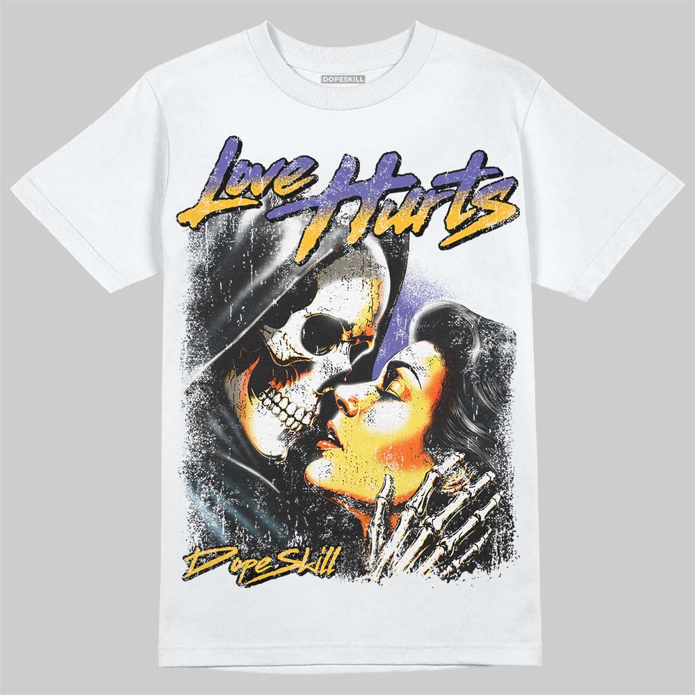 Jordan 4 Lakers DopeSkill T-Shirt Love Hurts Graphic Streetwear - White