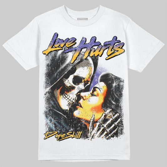 Jordan 4 Lakers DopeSkill T-Shirt Love Hurts Graphic Streetwear - White
