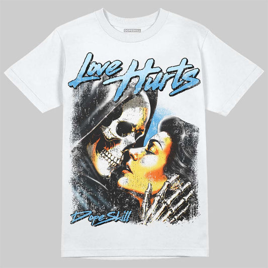 Jordan 11 University Blue DopeSkill T-Shirt Love Hurts Graphic Streetwear - White 