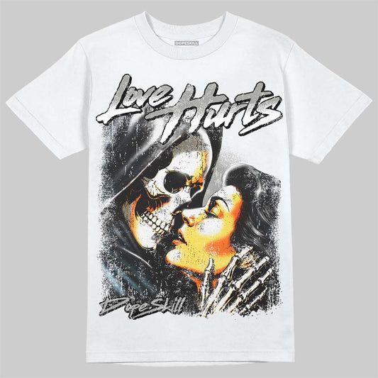 Jordan 5 White Metallic DopeSkill T-Shirt Love Hurts Graphic Streetwear - White