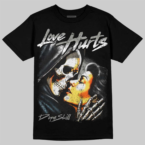 Jordan 5 White Metallic DopeSkill T-Shirt Love Hurts Graphic Streetwear  Black