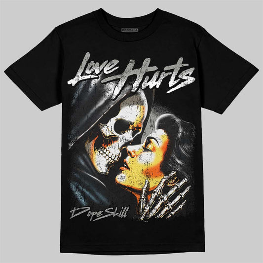 Jordan 5 White Metallic DopeSkill T-Shirt Love Hurts Graphic Streetwear  Black