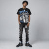 Black University Blue 5s DopeSkill Oversize Print T-Shirt Lover In $ilence Graphic