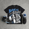 Black University Blue 5s DopeSkill Oversize Print T-Shirt Lover In $ilence Graphic
