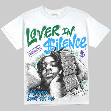 Jordan 12 Bucks DopeSkill Oversize Print T-Shirt Lover In $ilence Graphic Streetwear - White