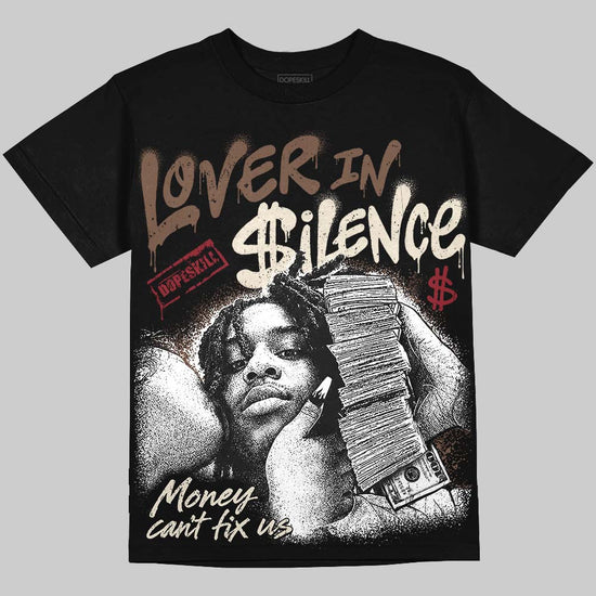 Jordan 12 Fireside DopeSkill Oversize Print T-Shirt Lover In $ilence Graphic Streetwear -Black