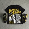 Black Tour Yellow AJ 4 Thunder DopeSkill Oversize Print T-Shirt Lover In $ilence Graphic
