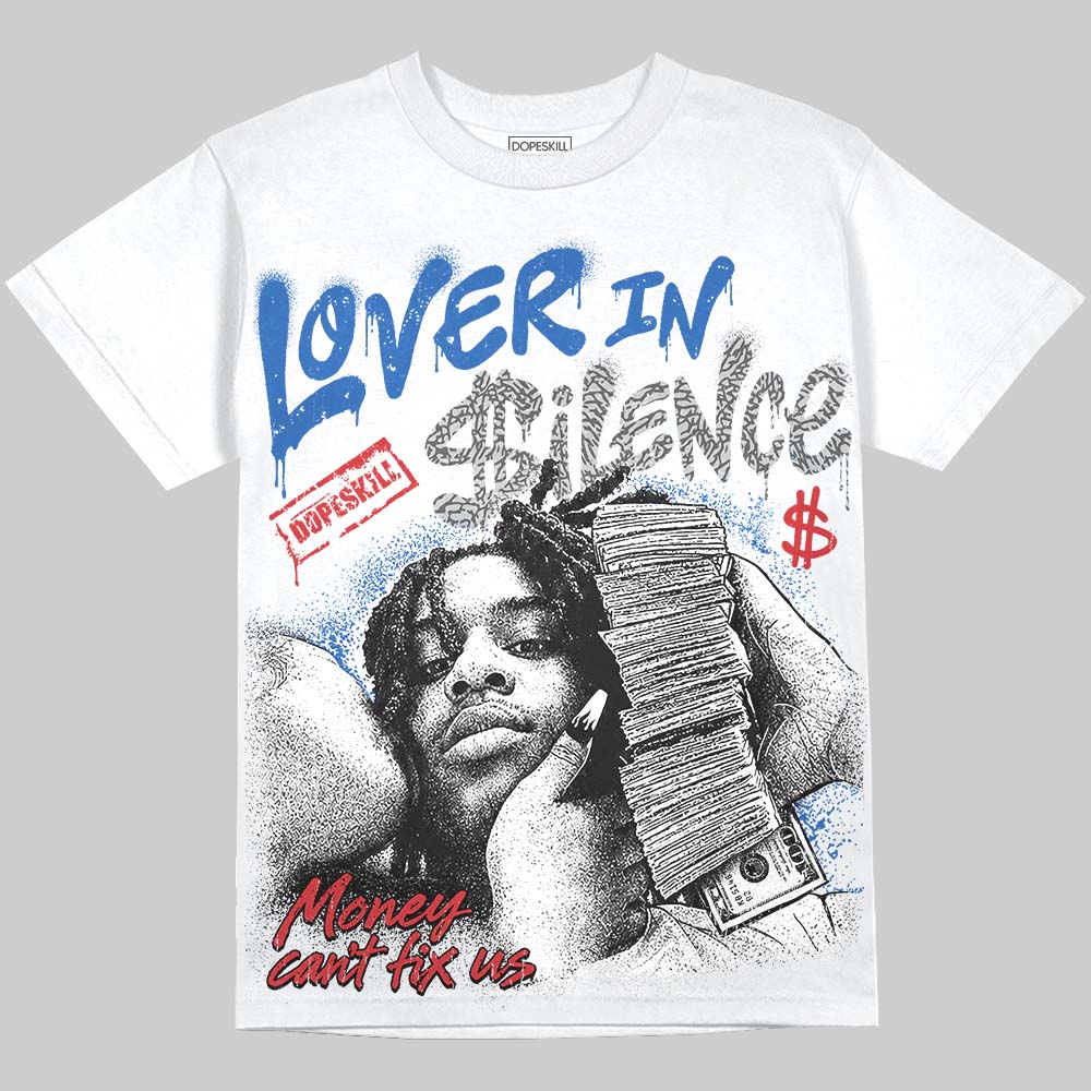 Jordan 3 True Blue DopeSkill Oversize Print T-Shirt Lover In $ilence Graphic Streetwear - White