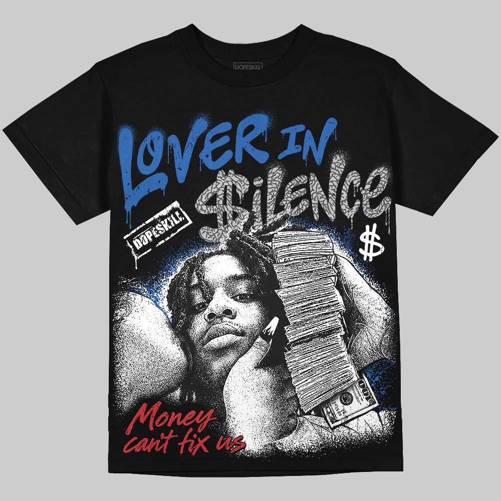 Jordan 3 True Blue DopeSkill Oversize Print T-Shirt Lover In $ilence Graphic Streetwear - Black