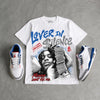 True Blue 3s DopeSkill Oversize Print T-Shirt Lover In $ilence Graphic