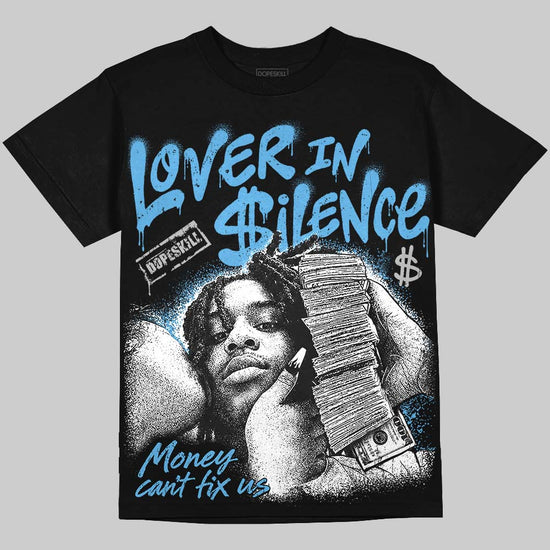 Jordan 14 University Blue DopeSkill Oversize Print T-Shirt Lover In $ilence Graphic Streetwear - Black
