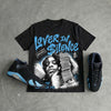University Blue 14s DopeSkill Oversize Print T-Shirt Lover In $ilence Graphic