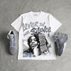 Wolf Grey 5s DopeSkill Oversize Print T-Shirt Lover In $ilence Graphic